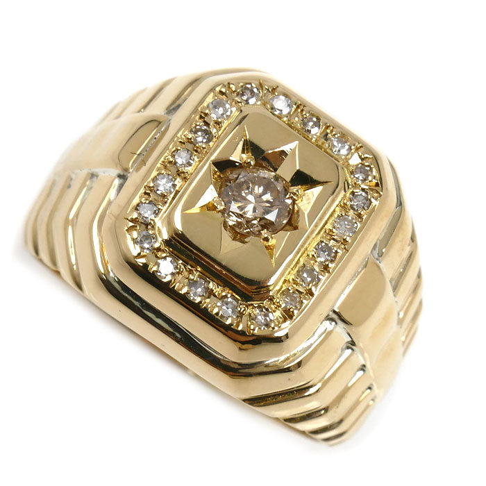 K18YG イエローゴールド リング・指輪 ダイヤモンド0.51ct 24号 16.9g メンズ【中古】【美品】