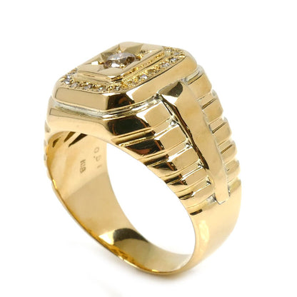 K18YG イエローゴールド リング・指輪 ダイヤモンド0.51ct 24号 16.9g メンズ【中古】【美品】