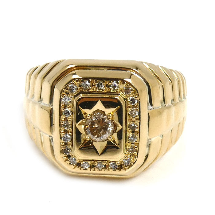 K18YG イエローゴールド リング・指輪 ダイヤモンド0.51ct 24号 16.9g メンズ【中古】【美品】