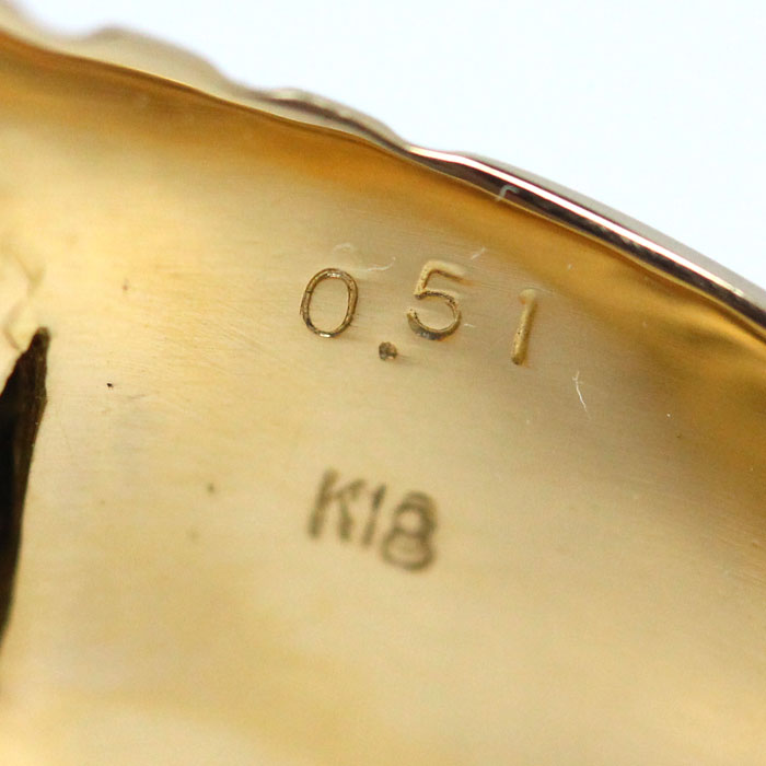 K18YG イエローゴールド リング・指輪 ダイヤモンド0.51ct 24号 16.9g メンズ【中古】【美品】