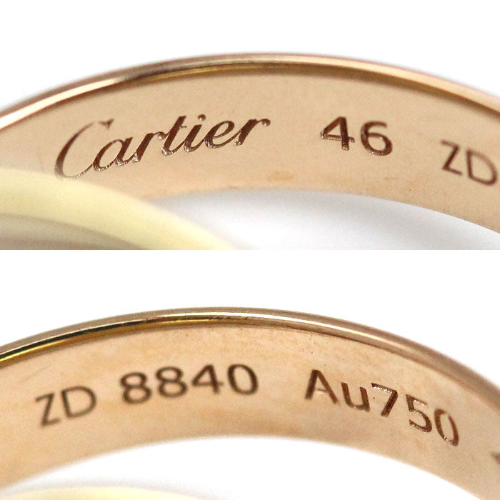 CARTIER カルティエ K18PG ピンクゴールド K18YG イエローゴールド K18WG トリニティ リング・指輪 6号 46 6.1g レディース【中古】【美品】