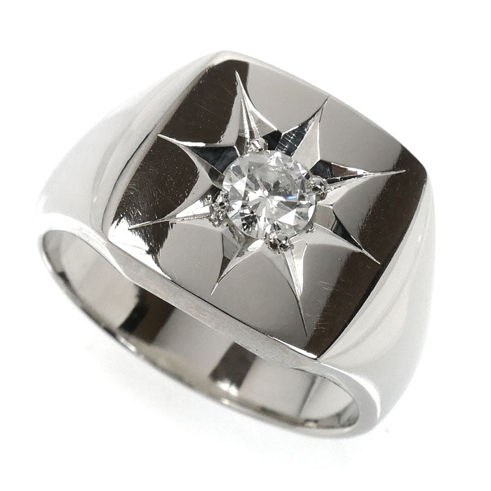 Pt900プラチナ 印台 リング・指輪 ダイヤモンド0.412ct 22号 25.8g メンズ【中古】