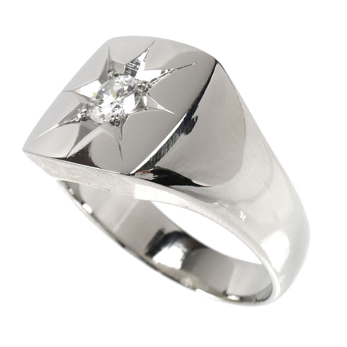 Pt900プラチナ 印台 リング・指輪 ダイヤモンド0.412ct 22号 25.8g メンズ【中古】