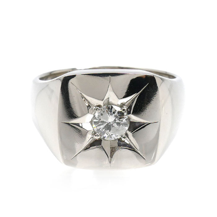 Pt900プラチナ 印台 リング・指輪 ダイヤモンド0.412ct 22号 25.8g メンズ【中古】