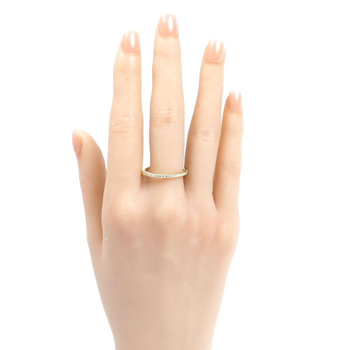 TIFFANY&Co. ティファニー K18YG イエローゴールド ソレスト ハーフ エタニティ ダイヤ リング・指輪 ダイヤモンド 21号 2.6g レディース【中古】【美品】