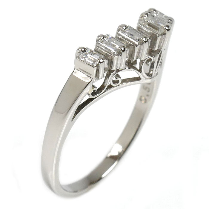 TASAKI タサキ Pt900プラチナ V字型 ダイヤ リング・指輪 ダイヤモンド0.50ct 13号 4.2g レディース【中古】【美品】