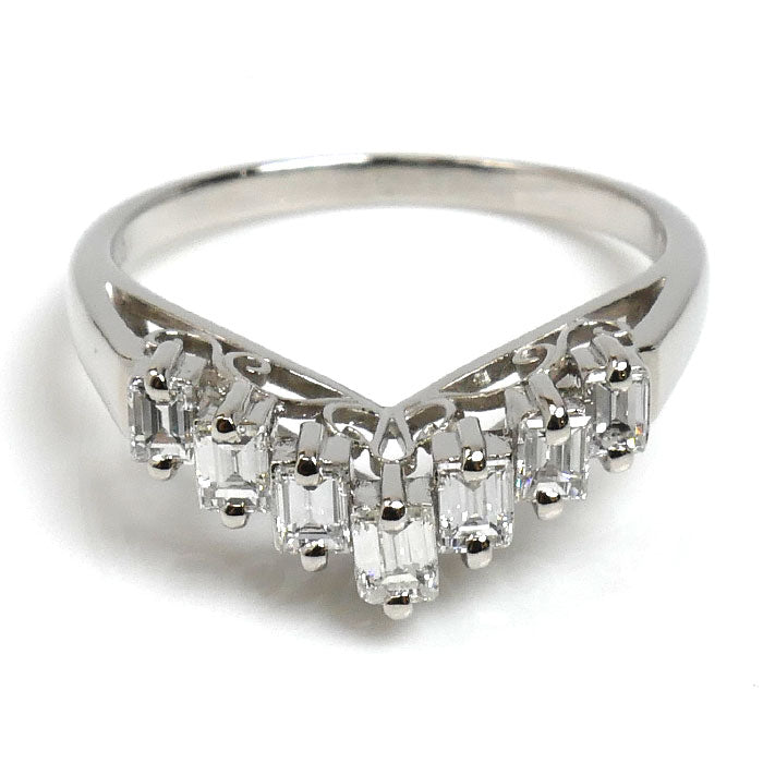 TASAKI タサキ Pt900プラチナ V字型 ダイヤ リング・指輪 ダイヤモンド0.50ct 13号 4.2g レディース【中古】【美品】