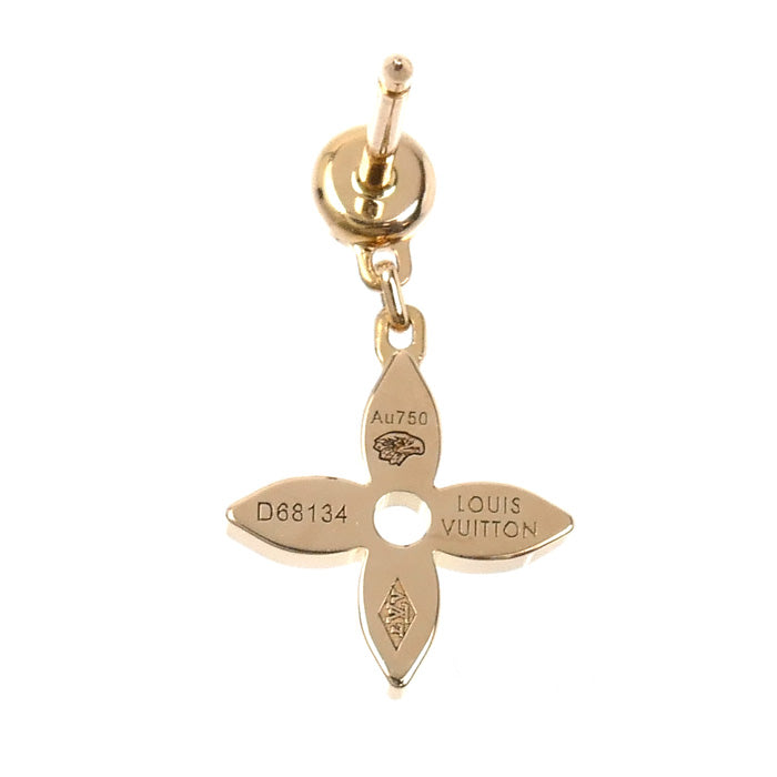 LOUIS VUITTON ルイ・ヴィトン K18PG ピンクゴールド モノグラム イディール ピアス Q96169 D68134 ダイヤモンド 1.1g 片耳 レディース【中古】【美品】