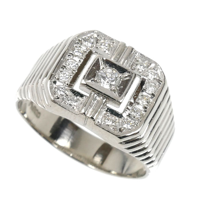Pt900プラチナ 印台 リング・指輪 ダイヤモンド0.31ct 21号 8.9g メンズ【中古】