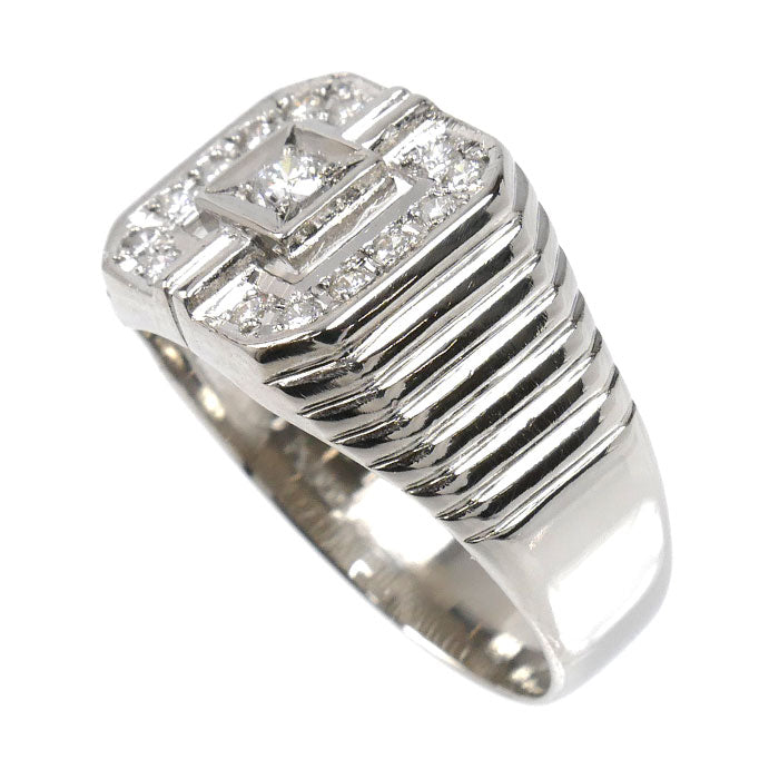 Pt900プラチナ 印台 リング・指輪 ダイヤモンド0.31ct 21号 8.9g メンズ【中古】