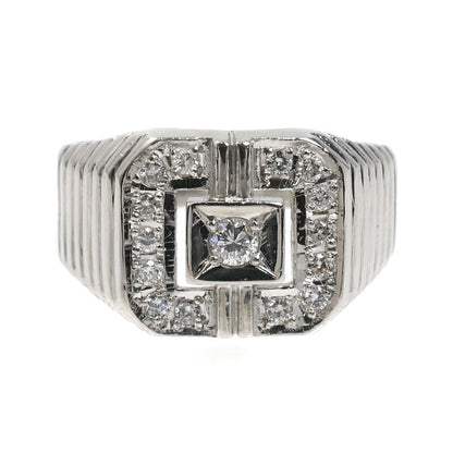 Pt900プラチナ 印台 リング・指輪 ダイヤモンド0.31ct 21号 8.9g メンズ【中古】