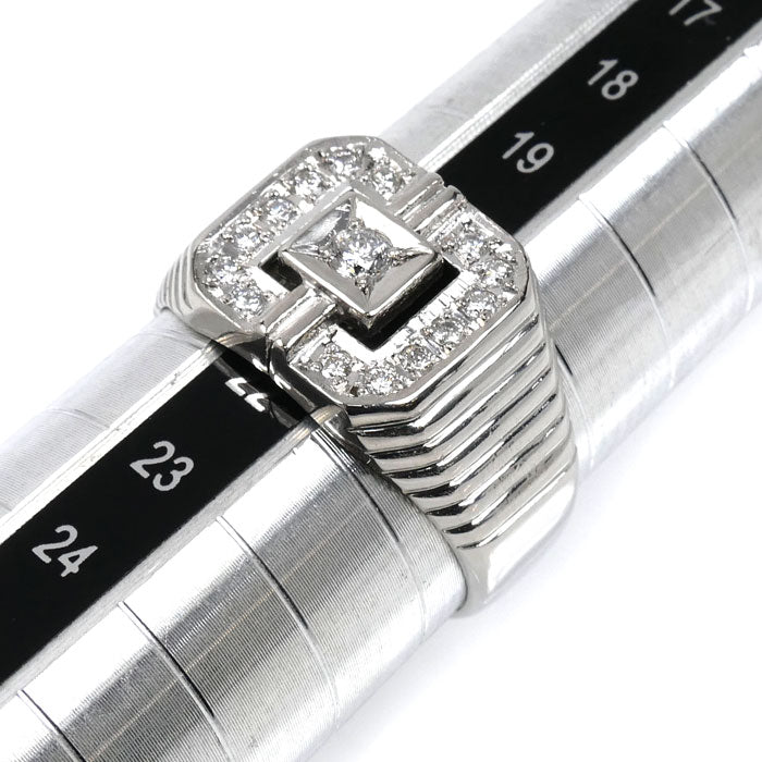 Pt900プラチナ 印台 リング・指輪 ダイヤモンド0.31ct 21号 8.9g メンズ【中古】