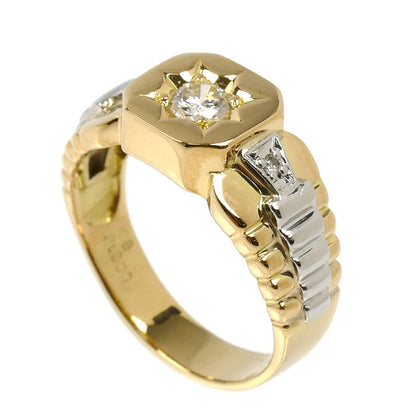 K18YG イエローゴールド Pt900プラチナ リング・指輪 ダイヤモンド0.30ct 17号 7.0g メンズ【中古】【美品】