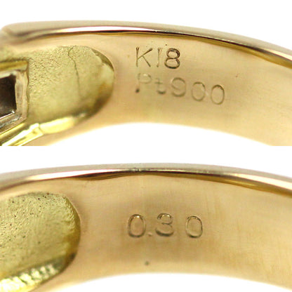 K18YG イエローゴールド Pt900プラチナ リング・指輪 ダイヤモンド0.30ct 17号 7.0g メンズ【中古】【美品】