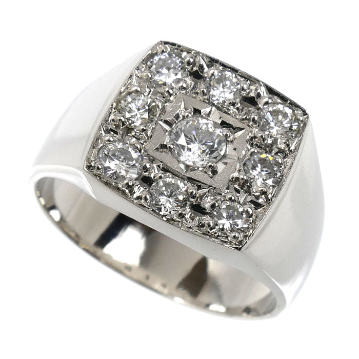 Pt900プラチナ 印台 リング・指輪 ダイヤモンド1.00ct 21号 17.8g メンズ【中古】