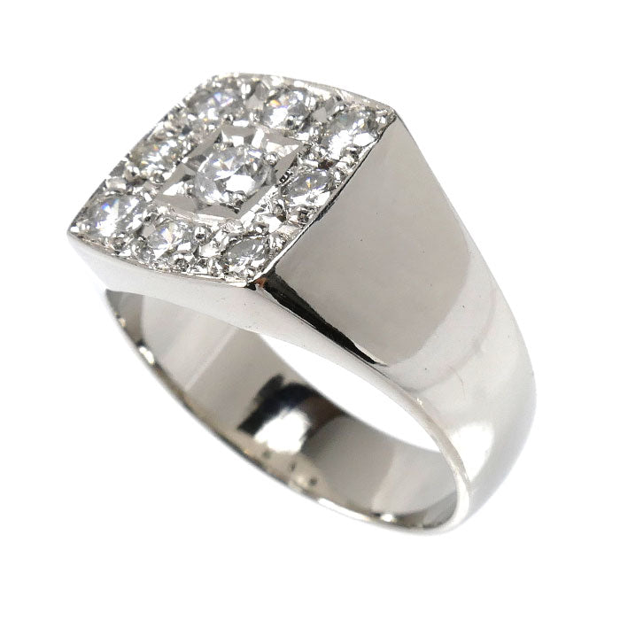 Pt900プラチナ 印台 リング・指輪 ダイヤモンド1.00ct 21号 17.8g メンズ【中古】
