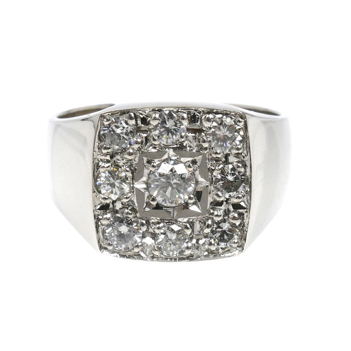 Pt900プラチナ 印台 リング・指輪 ダイヤモンド1.00ct 21号 17.8g メンズ【中古】