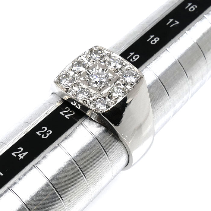 Pt900プラチナ 印台 リング・指輪 ダイヤモンド1.00ct 21号 17.8g メンズ【中古】