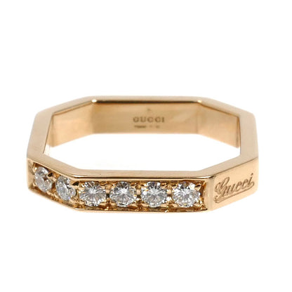 GUCCI グッチ K18YG イエローゴールド オクタゴナル 6Pダイヤ リング・指輪 ダイヤモンド 7.5号 3.0g レディース【中古】【美品】