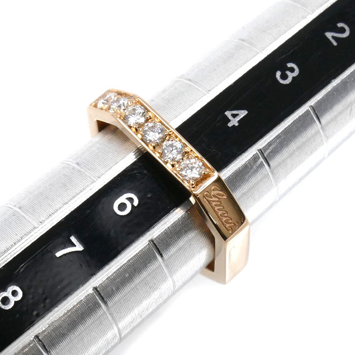GUCCI グッチ K18YG イエローゴールド オクタゴナル 6Pダイヤ リング・指輪 ダイヤモンド 7.5号 3.0g レディース【中古】【美品】