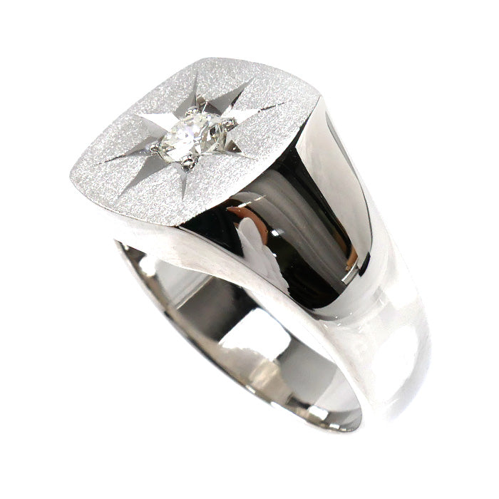 Pt900プラチナ 印台 リング・指輪 ダイヤモンド0.29ct 19号 22.9g メンズ【中古】【美品】