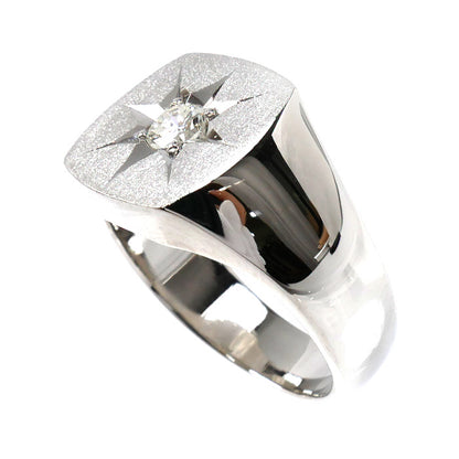 Pt900プラチナ 印台 リング・指輪 ダイヤモンド0.29ct 19号 22.9g メンズ【中古】【美品】