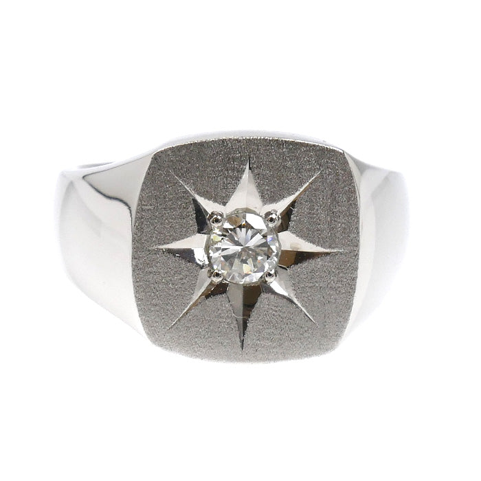 Pt900プラチナ 印台 リング・指輪 ダイヤモンド0.29ct 19号 22.9g メンズ【中古】【美品】