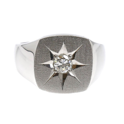 Pt900プラチナ 印台 リング・指輪 ダイヤモンド0.29ct 19号 22.9g メンズ【中古】【美品】