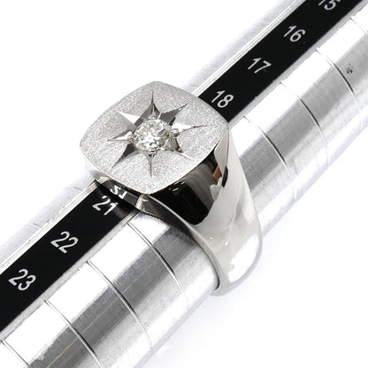 Pt900プラチナ 印台 リング・指輪 ダイヤモンド0.29ct 19号 22.9g メンズ【中古】【美品】