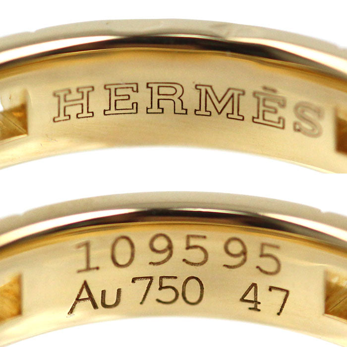 HERMES エルメス K18YG イエローゴールド ヘラクレス ウェディング リング・指輪 ダイヤモンド 6.5号 47 3.5g レディース【中古】