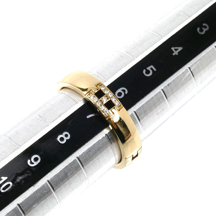 HERMES エルメス K18YG イエローゴールド ヘラクレス ウェディング リング・指輪 ダイヤモンド 6.5号 47 3.5g レディース【中古】