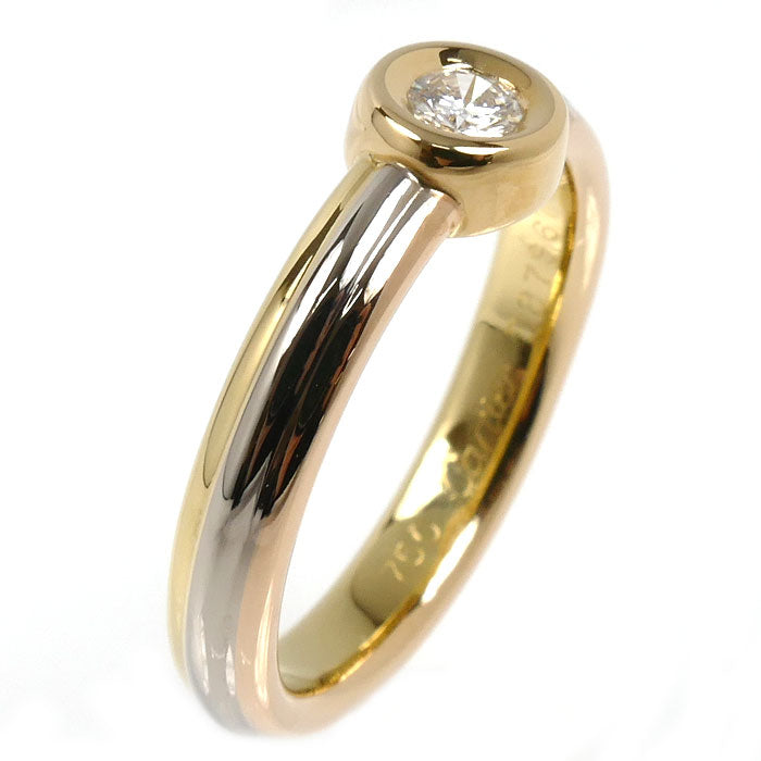 CARTIER カルティエ K18YG/PG/WG モノストーン スリーカラー リング・指輪 ダイヤモンド 12号 52 5.0g レディース【中古】【美品】