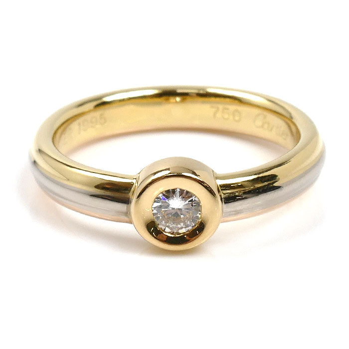 CARTIER カルティエ K18YG/PG/WG モノストーン スリーカラー リング・指輪 ダイヤモンド 12号 52 5.0g レディース【中古】【美品】