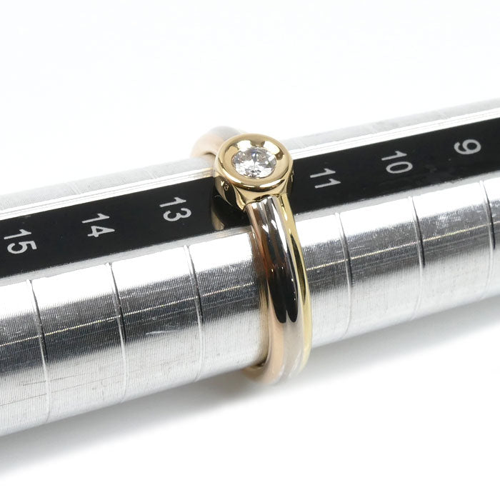 CARTIER カルティエ K18YG/PG/WG モノストーン スリーカラー リング・指輪 ダイヤモンド 12号 52 5.0g レディース【中古】【美品】