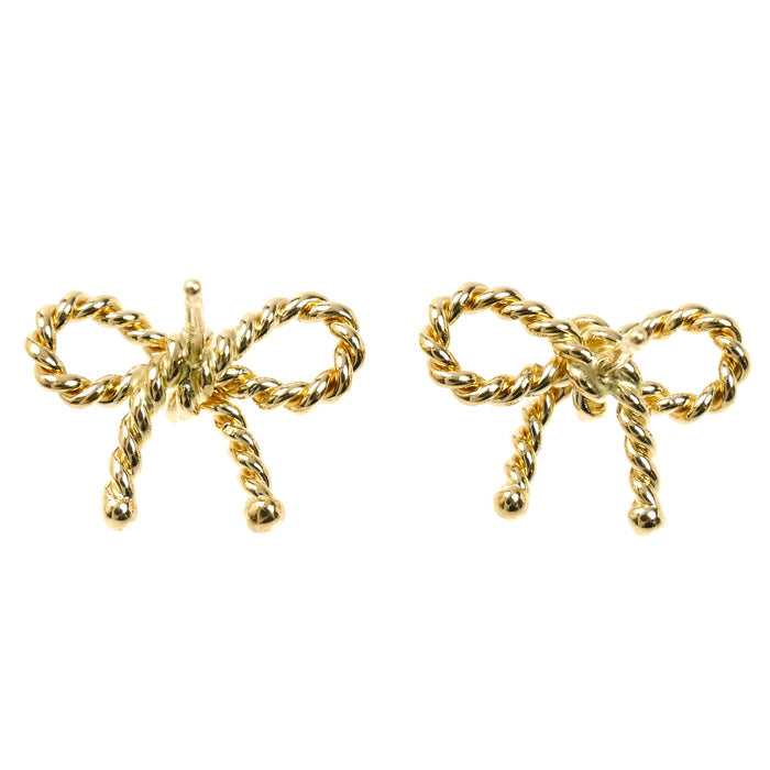 TIFFANY&Co. ティファニー K18YG イエローゴールド ツイスト リボン ピアス 2.9g レディース【中古】【美品】