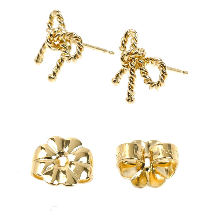 TIFFANY&Co. ティファニー K18YG イエローゴールド ツイスト リボン ピアス 2.9g レディース【中古】【美品】