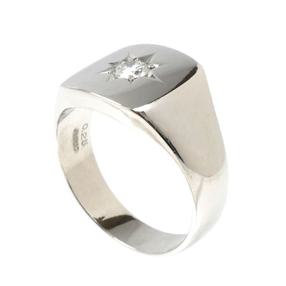 Pt900プラチナ 印台 リング・指輪 ダイヤモンド0.25ct 21号 16.5g メンズ【中古】
