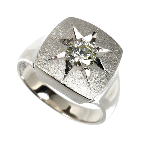 Pt900プラチナ 印台 リング・指輪 ダイヤモンド0.45ct 17号 19.1g メンズ【中古】