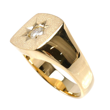 K18YG イエローゴールド 印台 リング・指輪 ダイヤモンド0.31ct 20号 16.0g メンズ【中古】【美品】