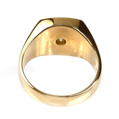 K18YG イエローゴールド 印台 リング・指輪 ダイヤモンド0.31ct 20号 16.0g メンズ【中古】【美品】