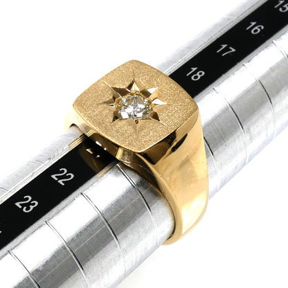 K18YG イエローゴールド 印台 リング・指輪 ダイヤモンド0.31ct 20号 16.0g メンズ【中古】【美品】