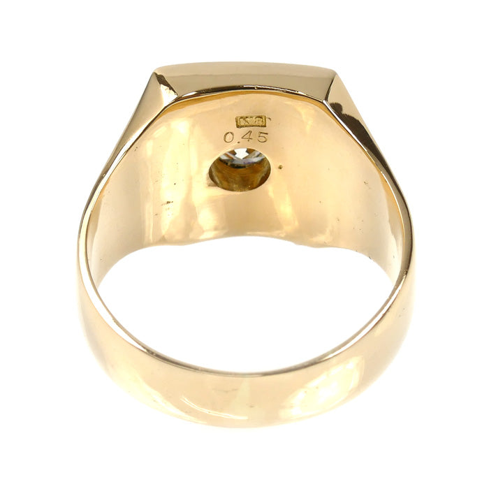 K18YG イエローゴールド 印台 リング・指輪 ダイヤモンド0.45ct 19.5号 14.5g メンズ【中古】
