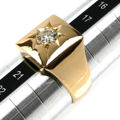 K18YG イエローゴールド 印台 リング・指輪 ダイヤモンド0.45ct 19.5号 14.5g メンズ【中古】