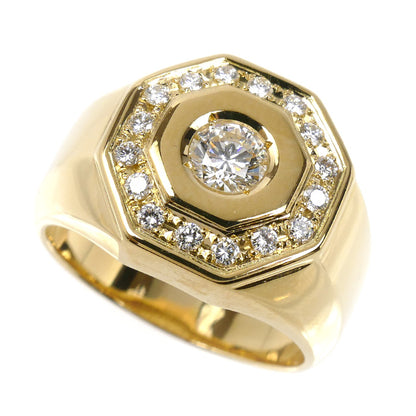 K18YG イエローゴールド リング・指輪 ダイヤモンド0.41ct/0.29ct 20号 13.0g メンズ【中古】【美品】
