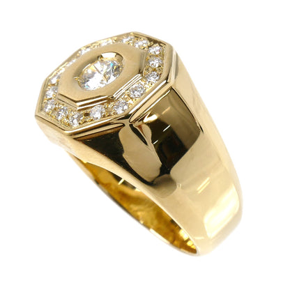 K18YG イエローゴールド リング・指輪 ダイヤモンド0.41ct/0.29ct 20号 13.0g メンズ【中古】【美品】