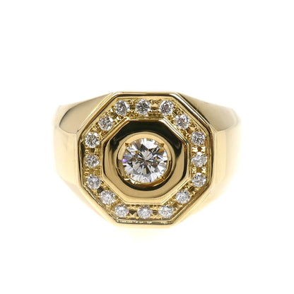 K18YG イエローゴールド リング・指輪 ダイヤモンド0.41ct/0.29ct 20号 13.0g メンズ【中古】【美品】