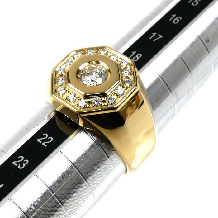 K18YG イエローゴールド リング・指輪 ダイヤモンド0.41ct/0.29ct 20号 13.0g メンズ【中古】【美品】