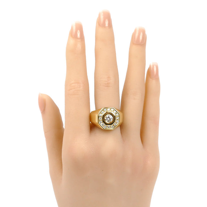 K18YG イエローゴールド リング・指輪 ダイヤモンド0.41ct/0.29ct 20号 13.0g メンズ【中古】【美品】