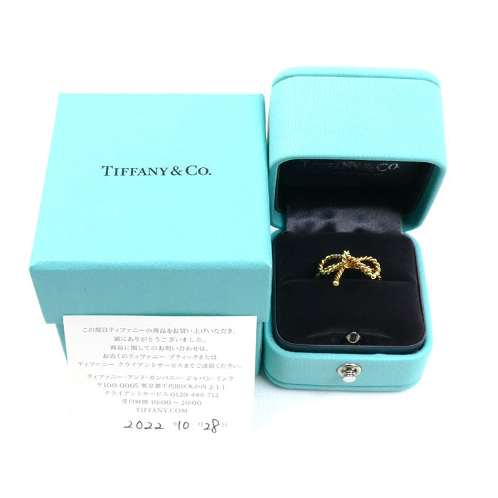 TIFFANY&Co. ティファニー K18YG イエローゴールド ツイスト リボン リング・指輪 11号 2.4g レディース【中古】