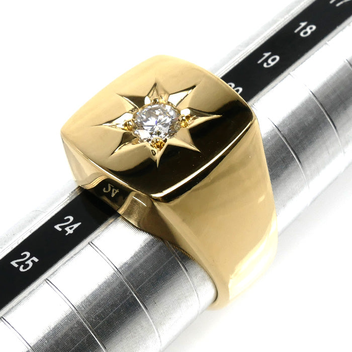 K18YG イエローゴールド リング・指輪 ダイヤモンド0.505ct 22号 38.1g メンズ【中古】【美品】